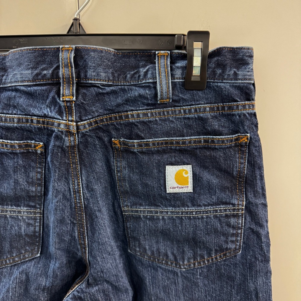 Carhartt Relaxed Fit Dark Wash Indigo Denim Jeans Mens 33x34 Workwear